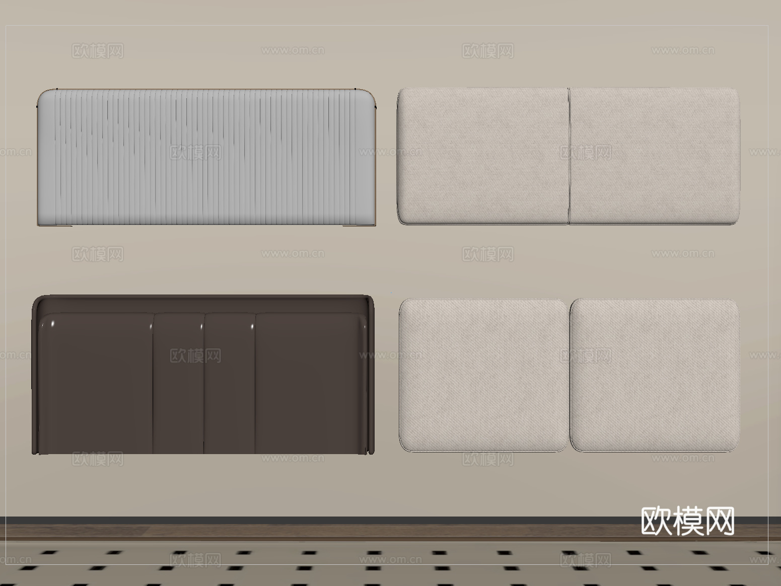 现代床品 软包床头 床靠背su模型