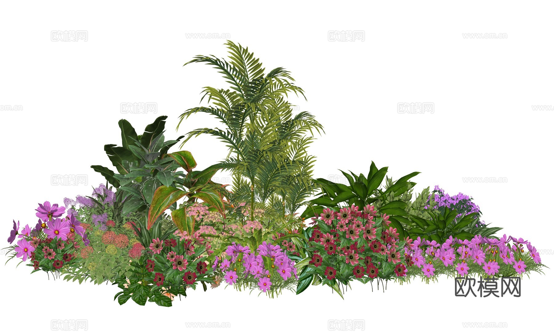 现代庭院植物堆景观组合su模型