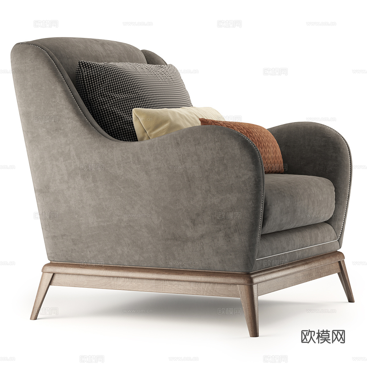 美式简约 Volpi 布艺沙发椅3d模型下载（渲染图4）