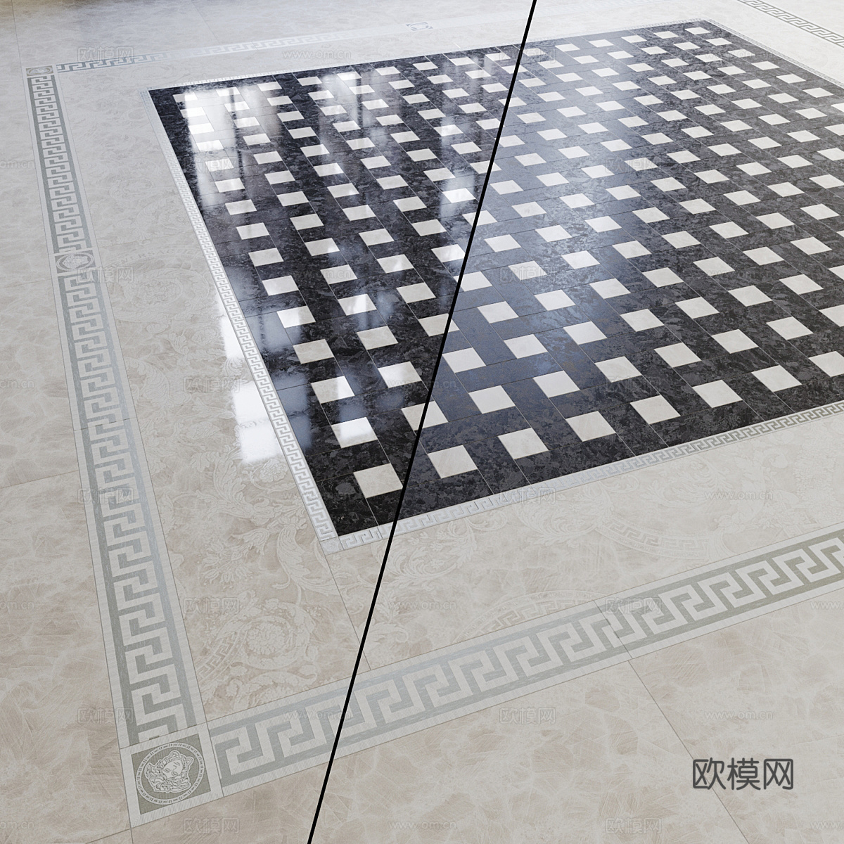 范思哲地砖拼花 回子纹地砖拼花3d模型下载（渲染图2）