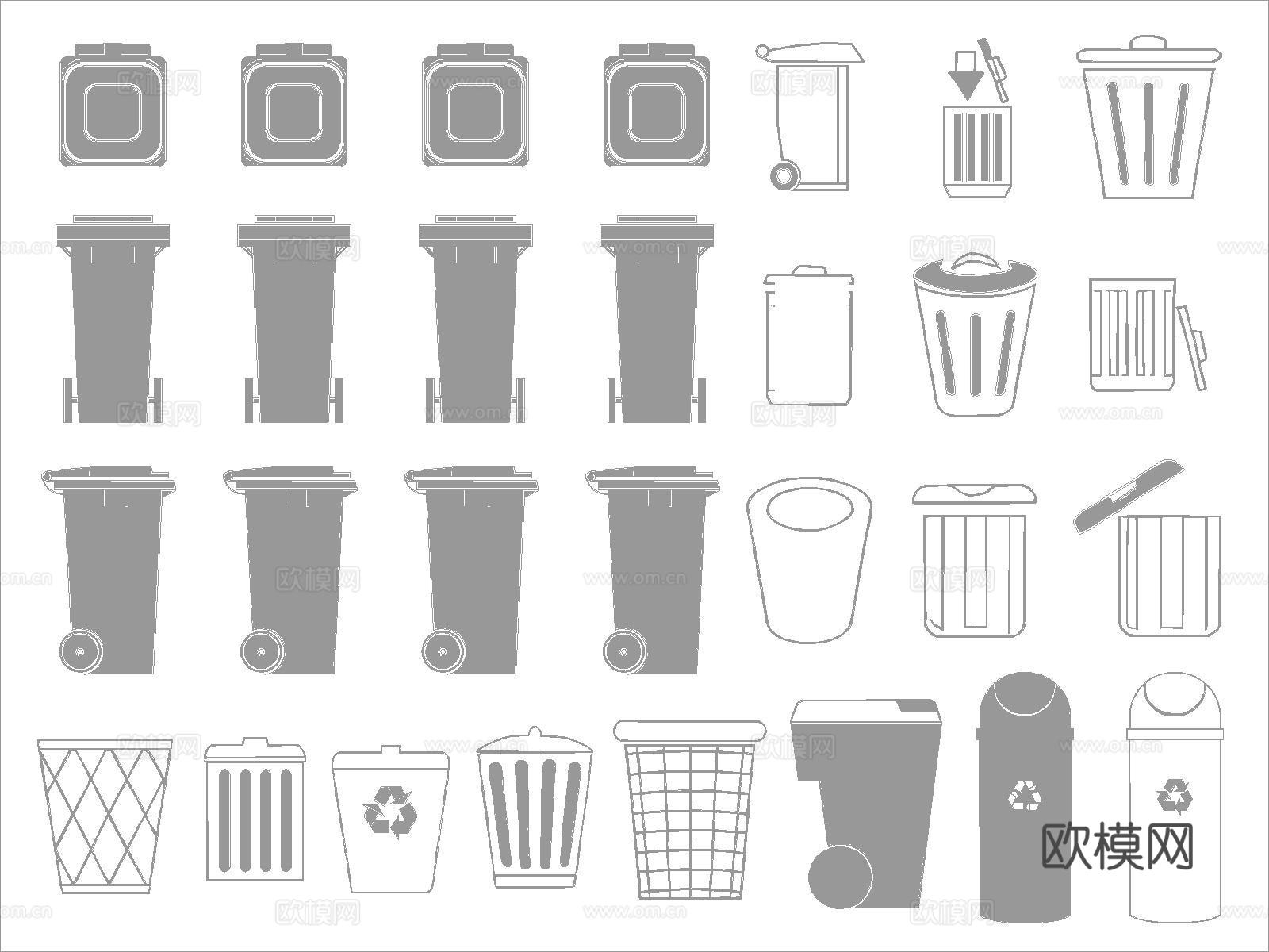 现代垃圾桶cad施工图