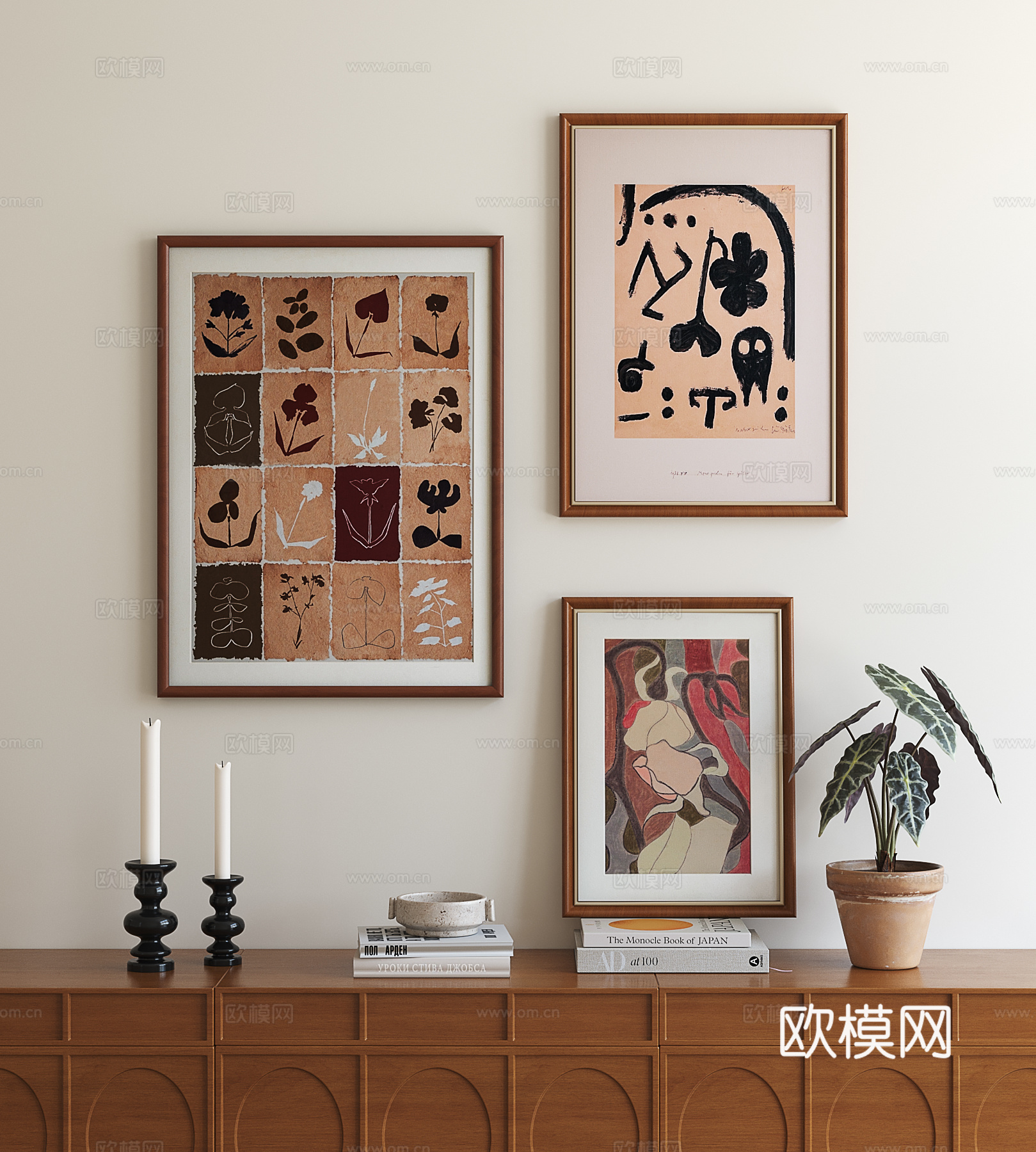 中古风抽象挂画su模型