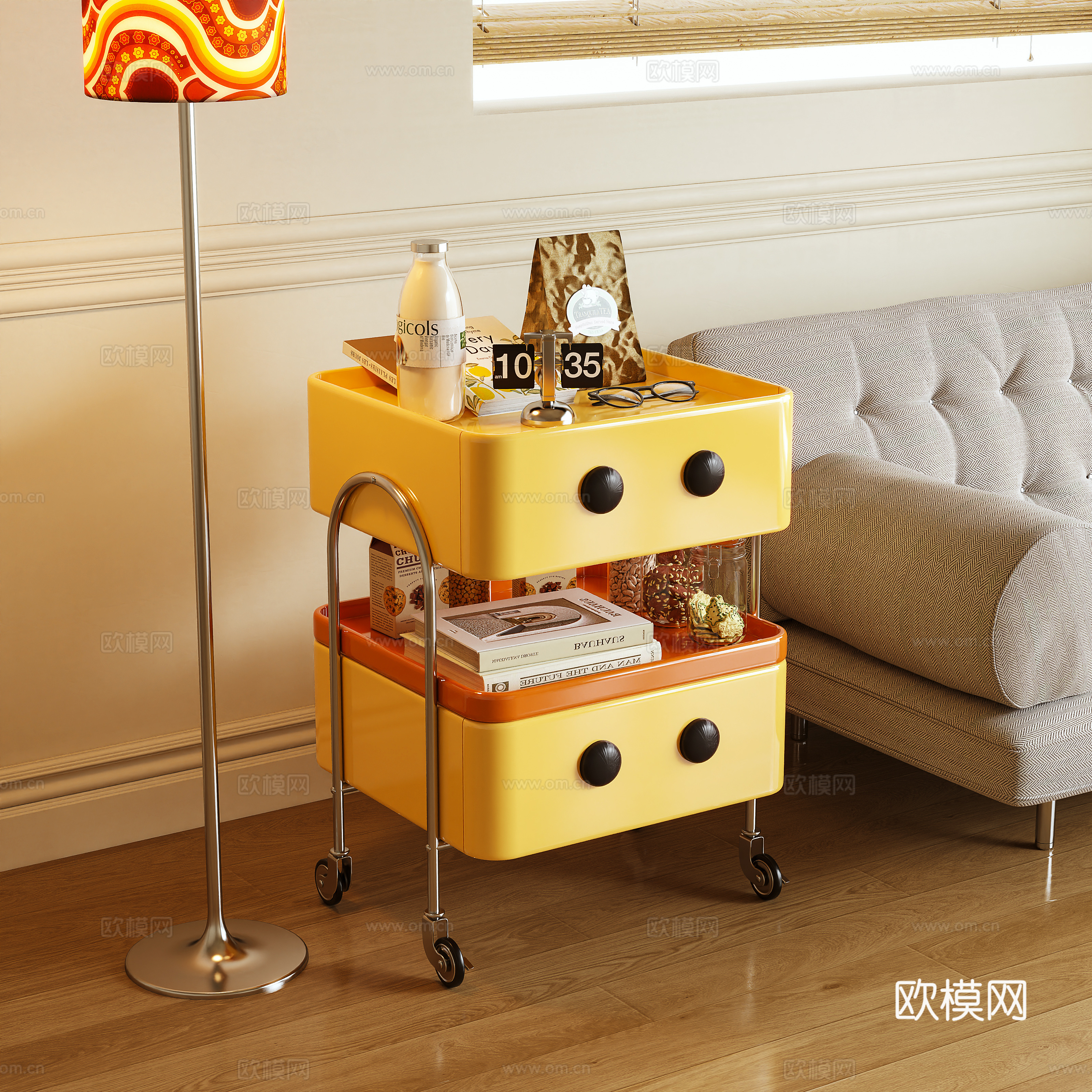 边几 边柜 移动柜 卡通柜 落地灯 摆件 多巴胺3d模型下载