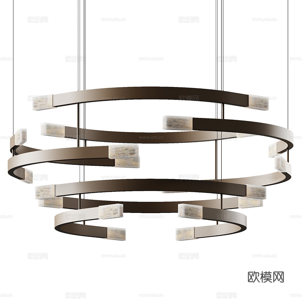 现代意式极简 CTO 照明轨迹圆形光环吊灯3d模型下载（渲染图1）