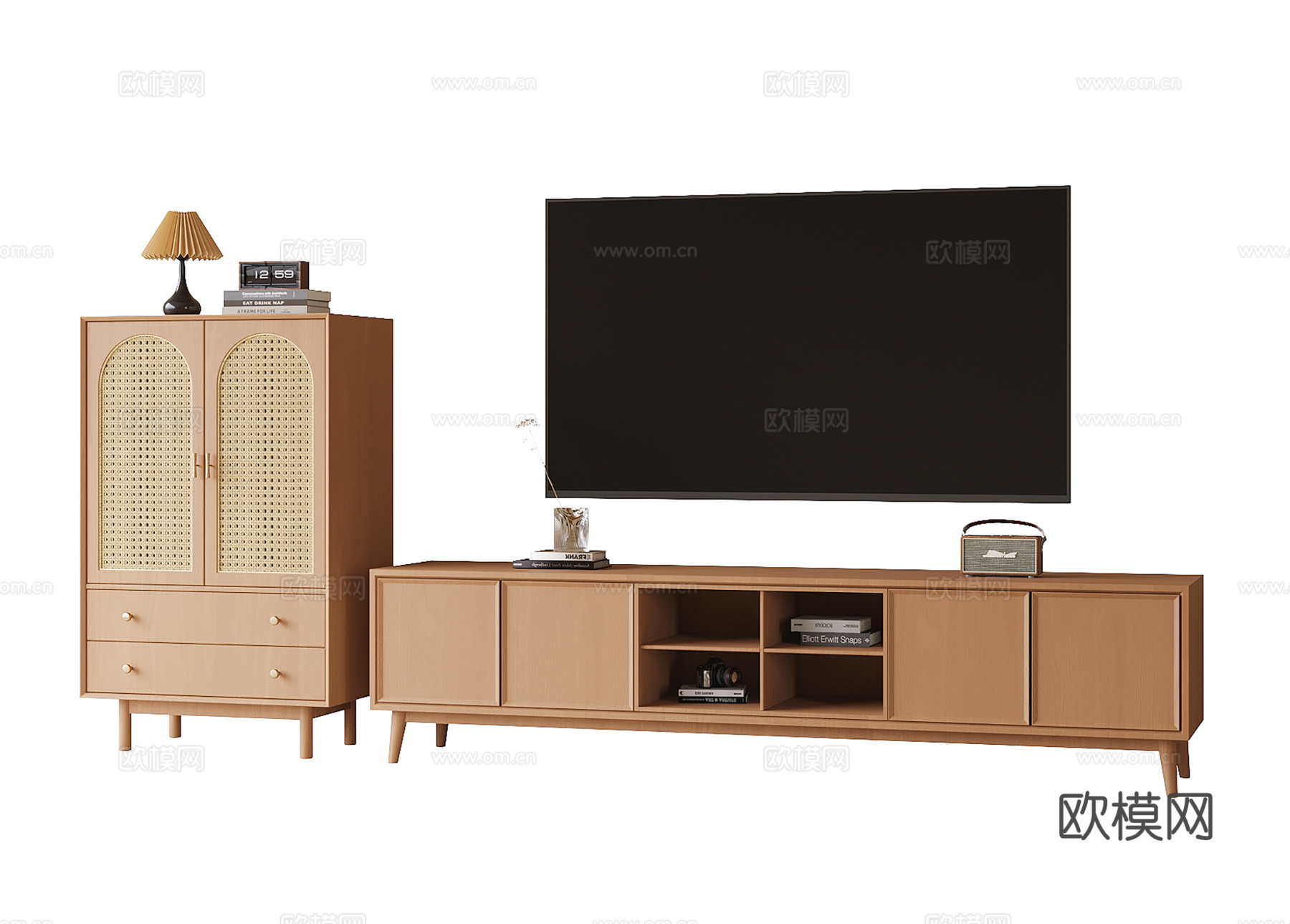 现代电视柜 装饰柜 边柜su模型