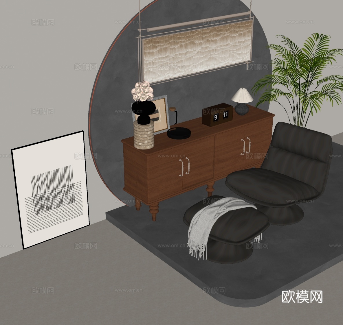 现代极简画 侘寂风油画 书房挂画 办公室挂画 办公室墙饰 新su模型