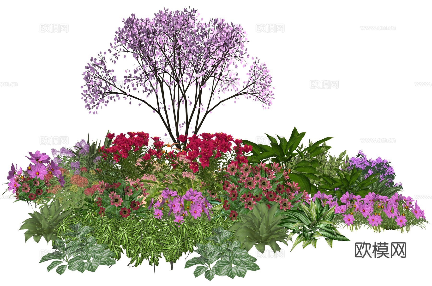 现代庭院植物堆景观组合su模型