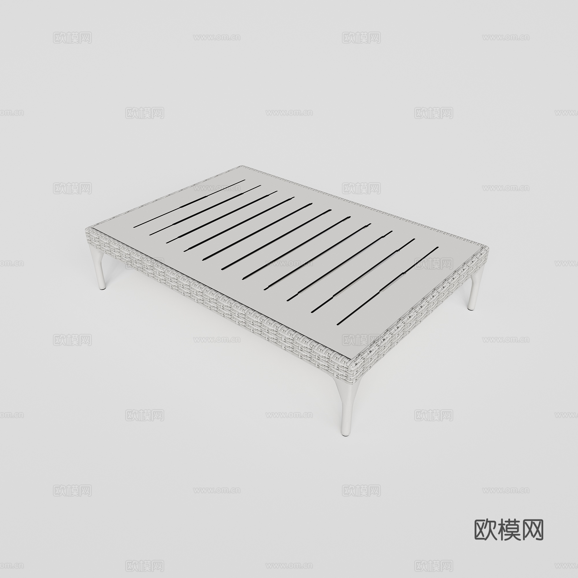 DEDON - 现代户外茶几 长形茶几 藤编茶几su模型
