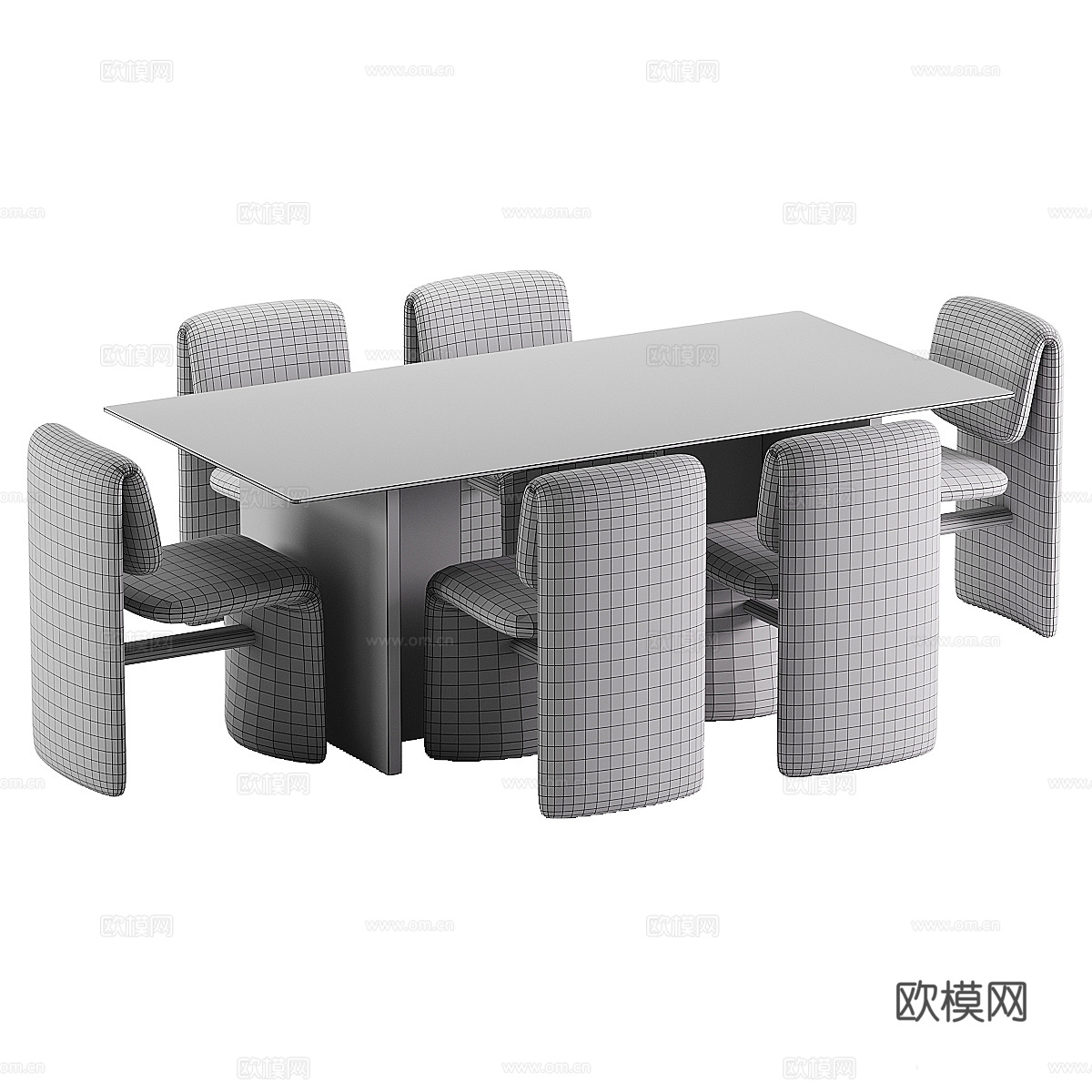 现代意式餐桌椅组合3d模型下载（渲染图4）