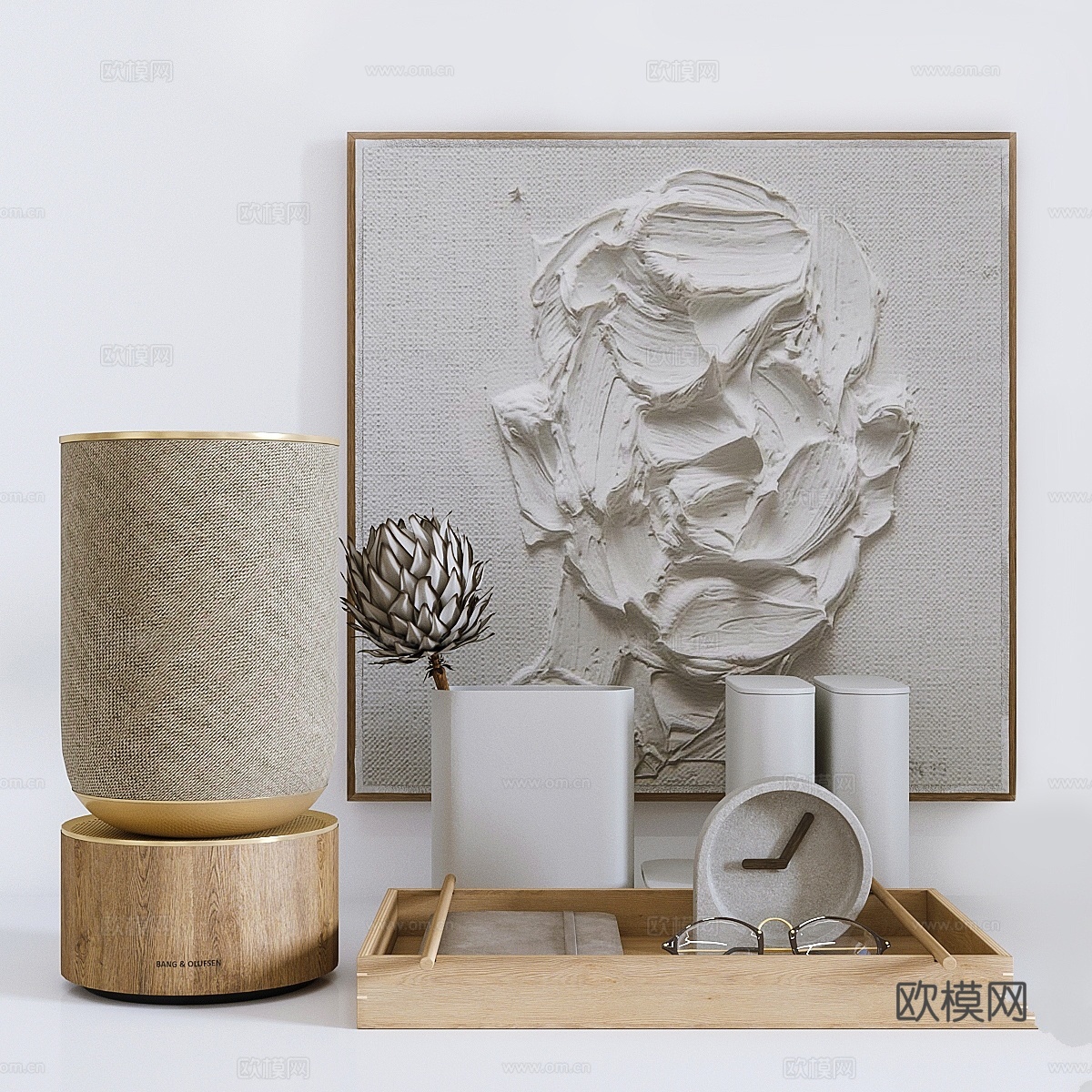 帝王花与石膏板装饰套装3d模型