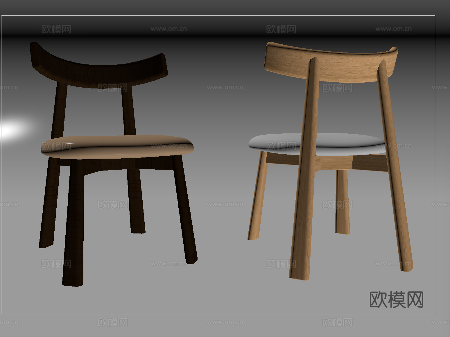 北欧简约单人椅子 餐椅 休闲椅 实木su模型
