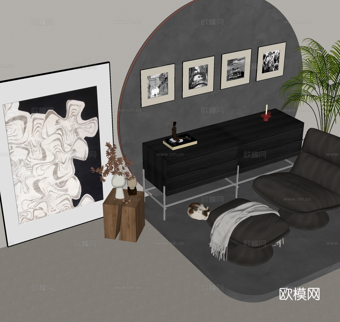 现代极简画 侘寂风油画 书房挂画 办公室挂画 办公室墙饰 新su模型