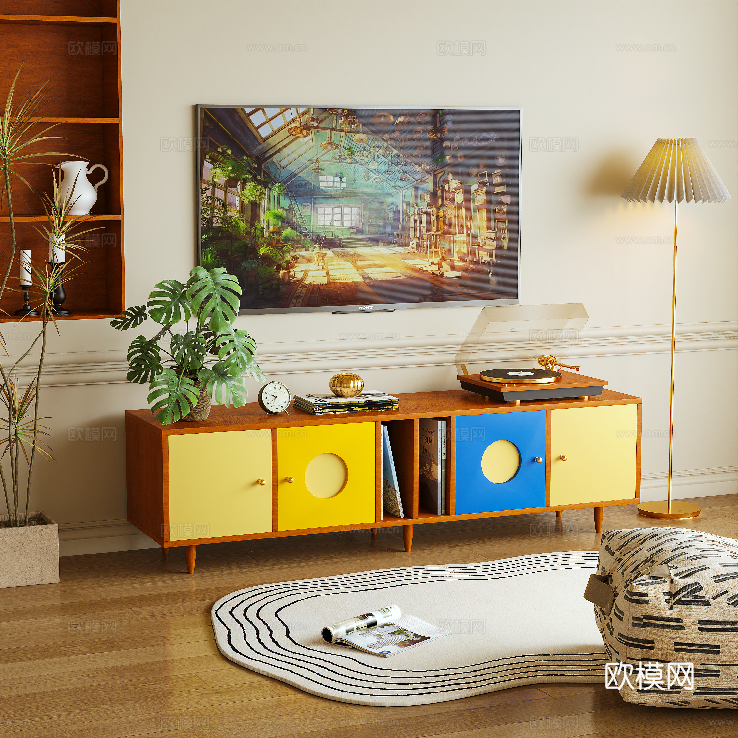 电视柜 边柜 储物柜 摆件3d模型下载