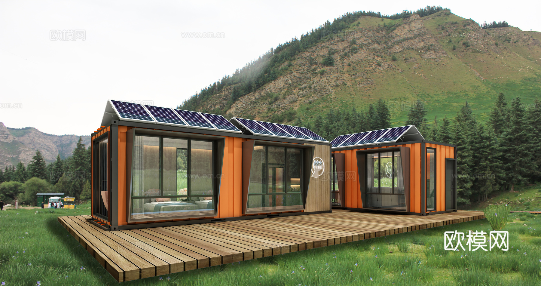 现代户外度假舱3d模型下载（渲染图1）