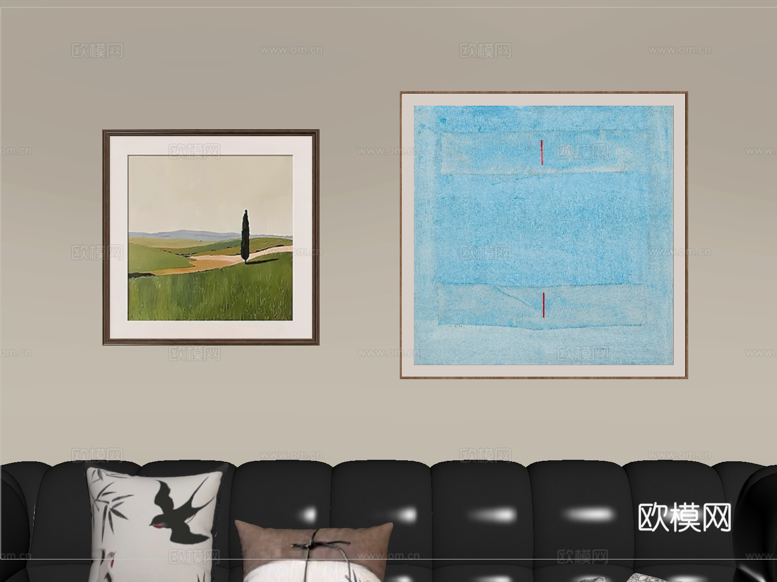 法式中古组合挂画 装饰画su模型
