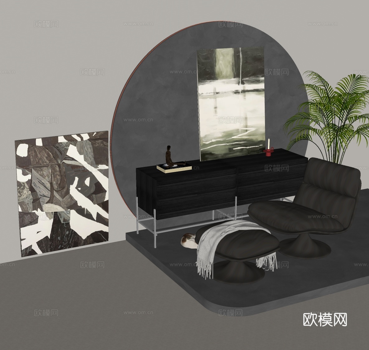 现代极简画 侘寂风油画 书房挂画 办公室挂画 办公室墙饰 新su模型