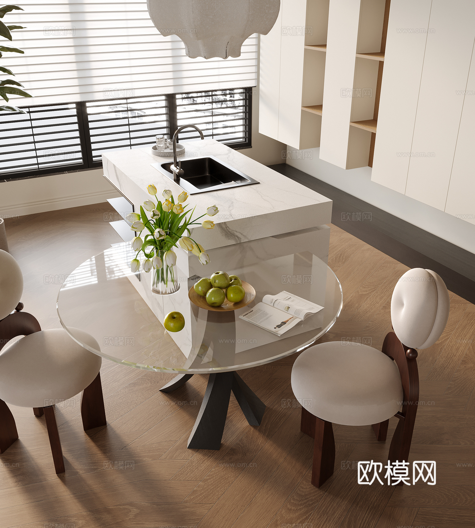 现代餐厅 餐桌椅su模型