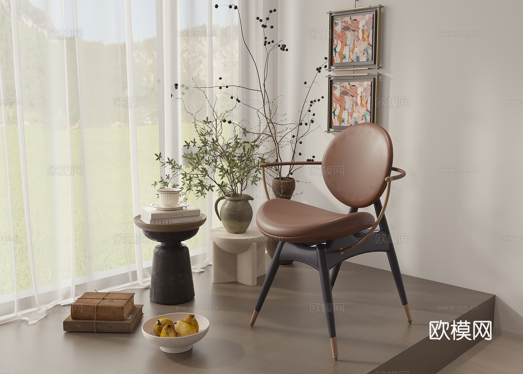 现代餐椅组合3d模型下载