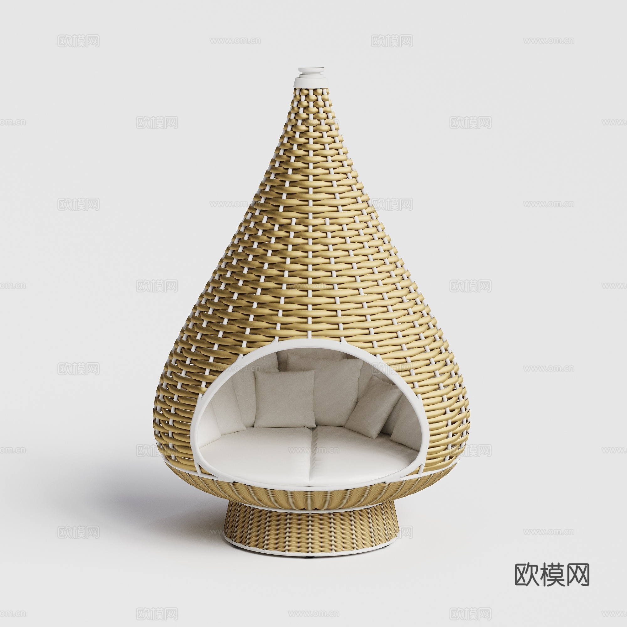 DEDON - 现代户外吊椅 藤编竹编 鸟笼吊椅秋千su模型