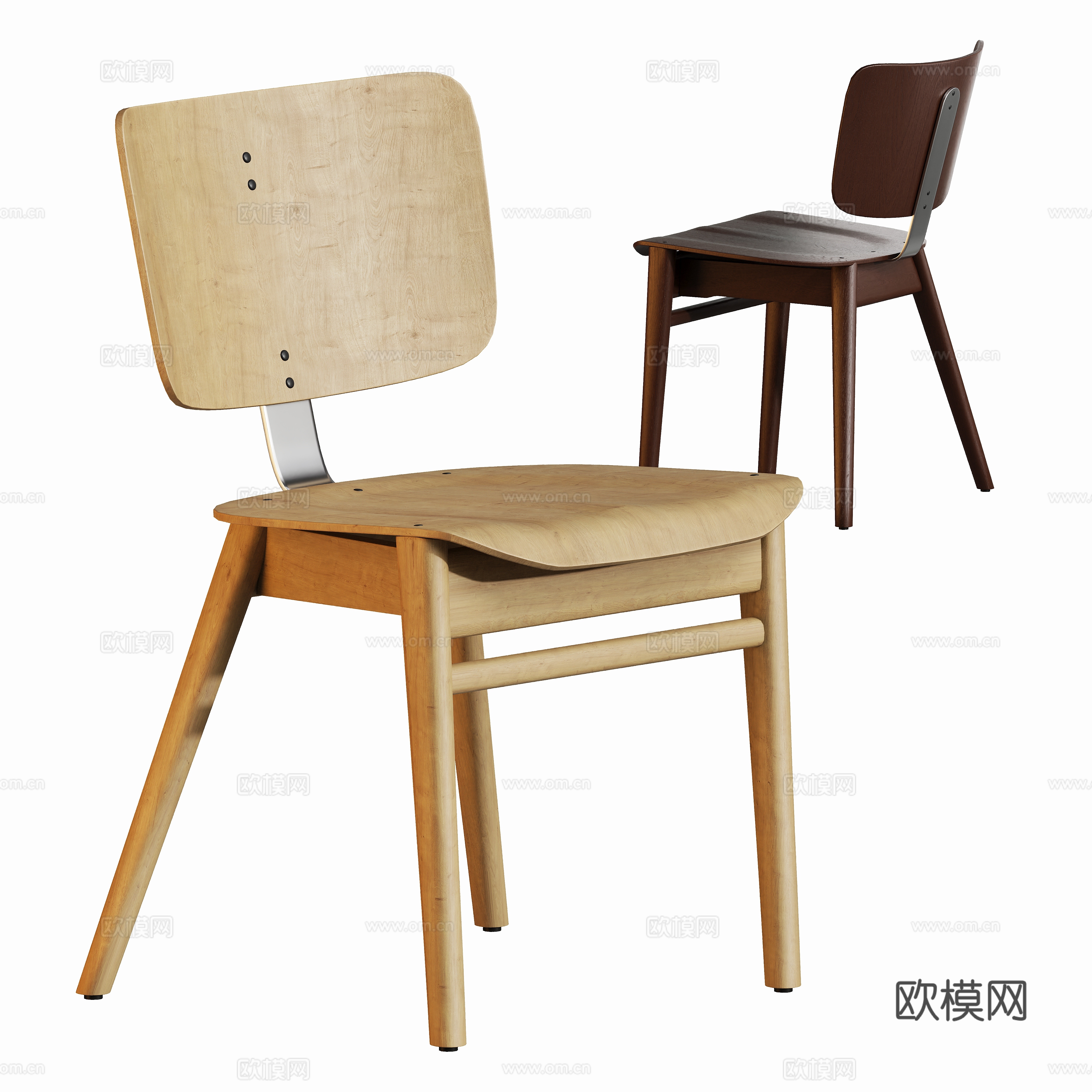 现代原木餐椅单椅su模型