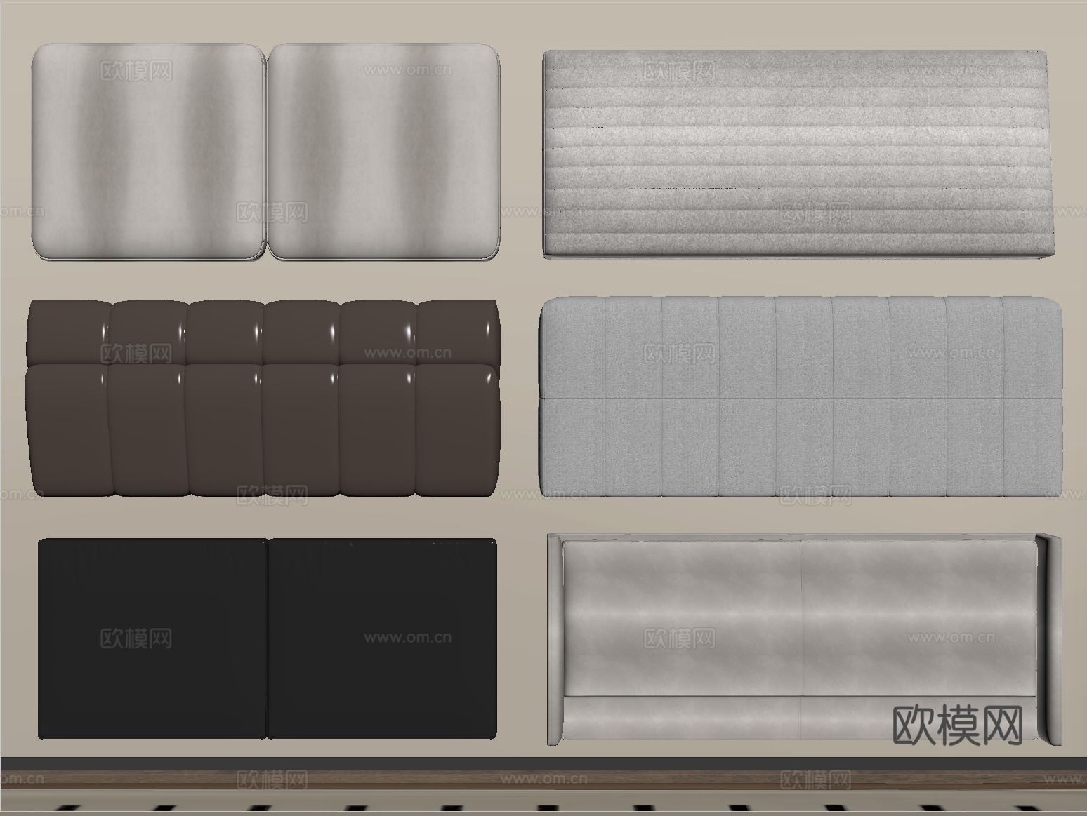 现代床品 软包床头 床靠背su模型