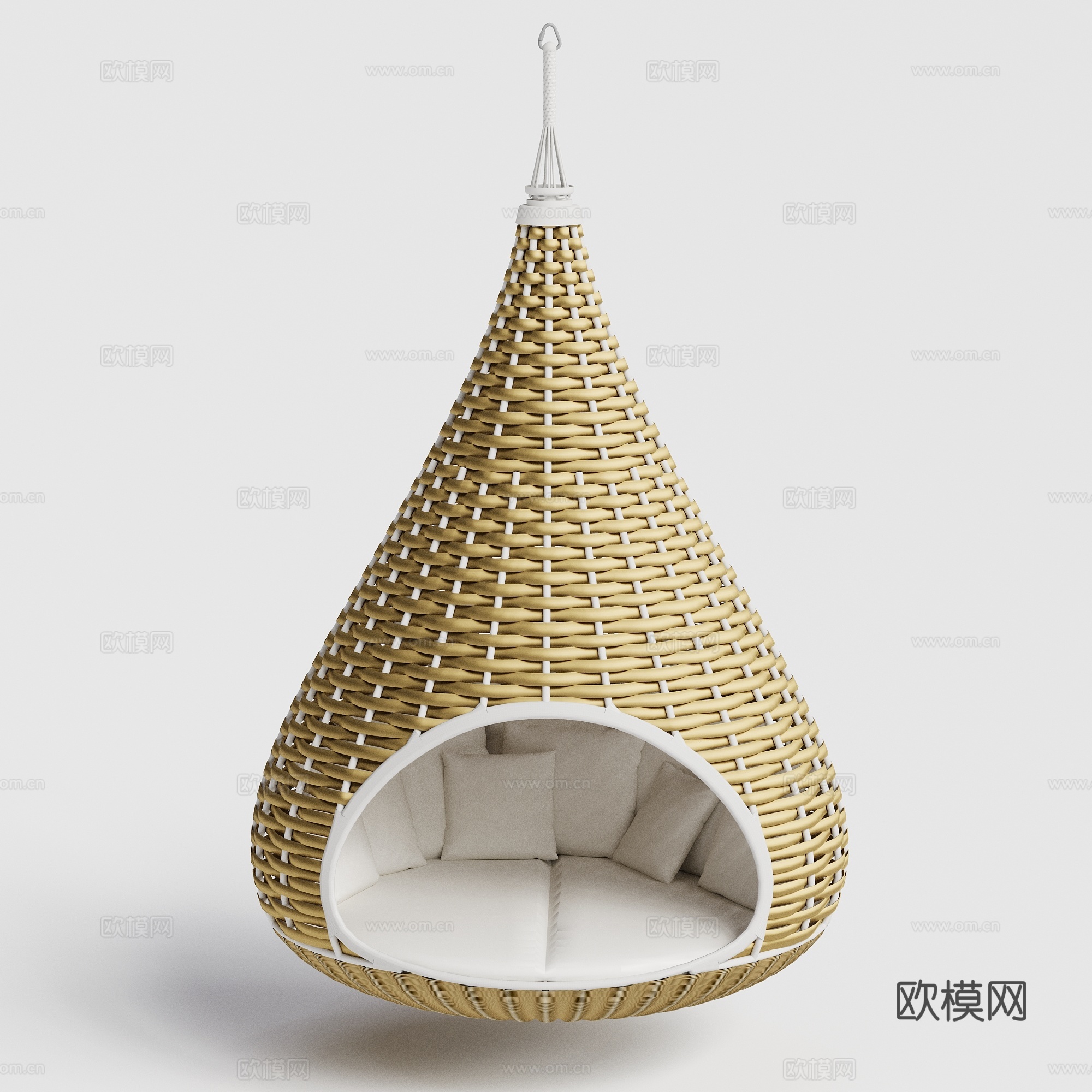 DEDON - 现代户外吊椅 藤编竹编 鸟笼吊椅秋千su模型