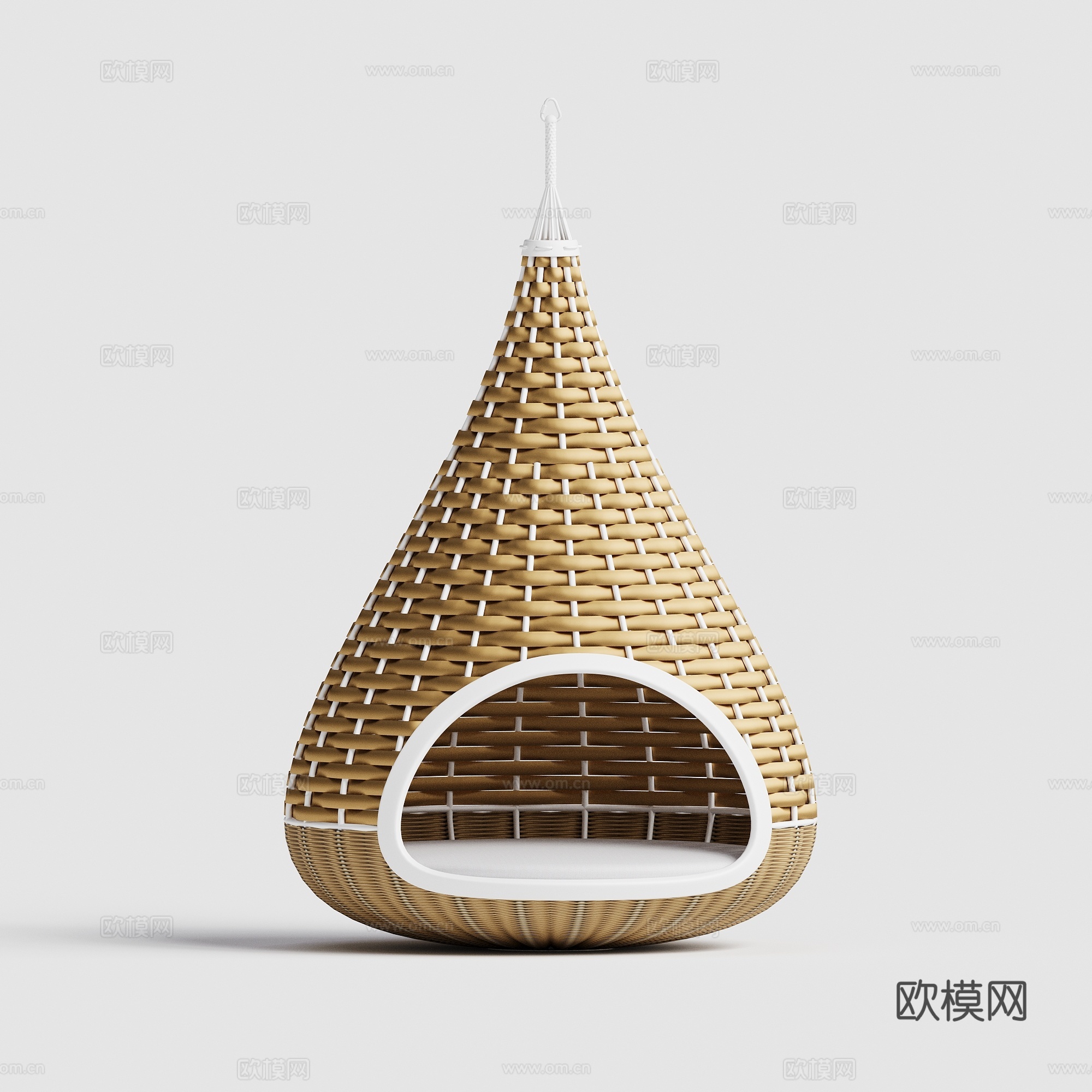 DEDON - 现代户外吊椅 藤编竹编 鸟笼吊椅秋千su模型