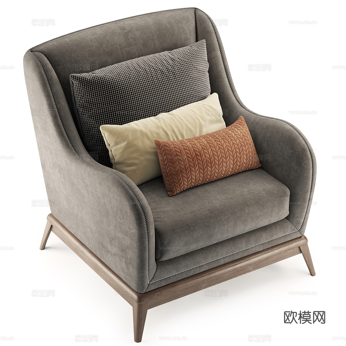 美式简约 Volpi 布艺沙发椅3d模型下载（渲染图5）