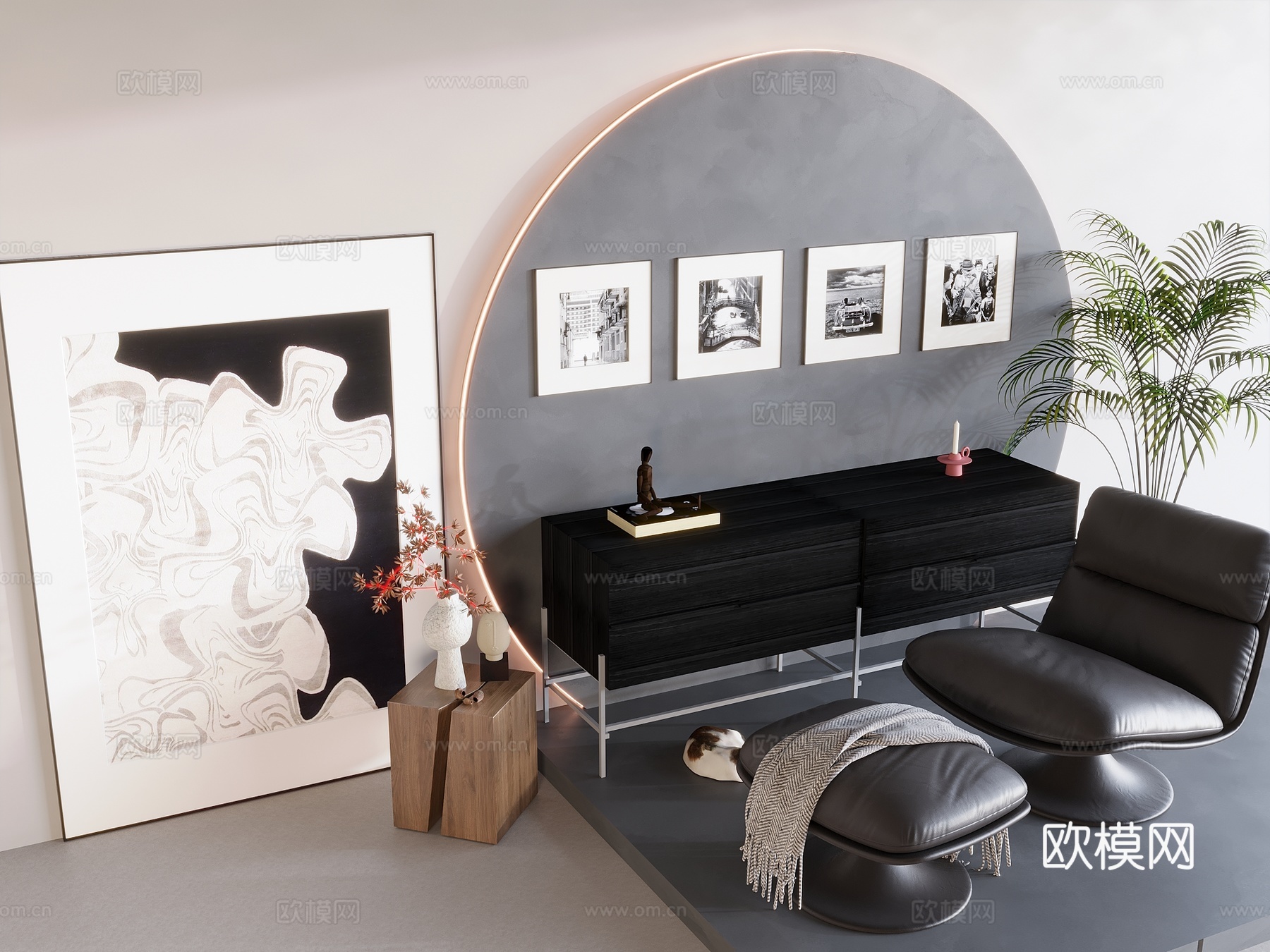 现代极简画 侘寂风油画 书房挂画 办公室挂画 办公室墙饰 新su模型