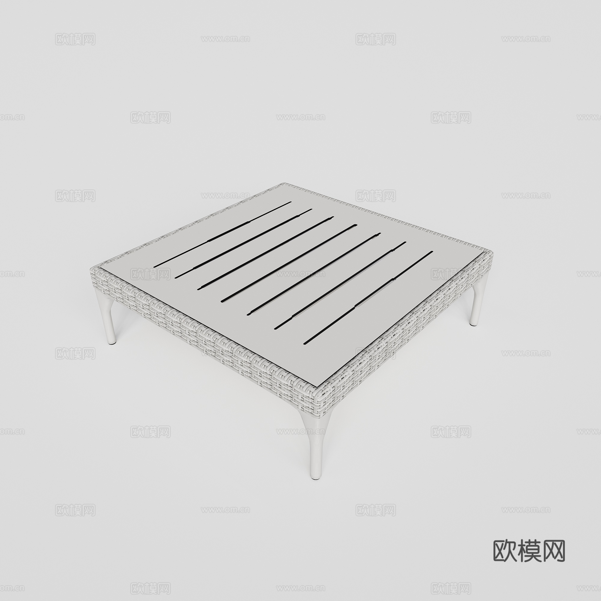 DEDON - 现代户外茶几 方几 藤编茶几su模型su模型