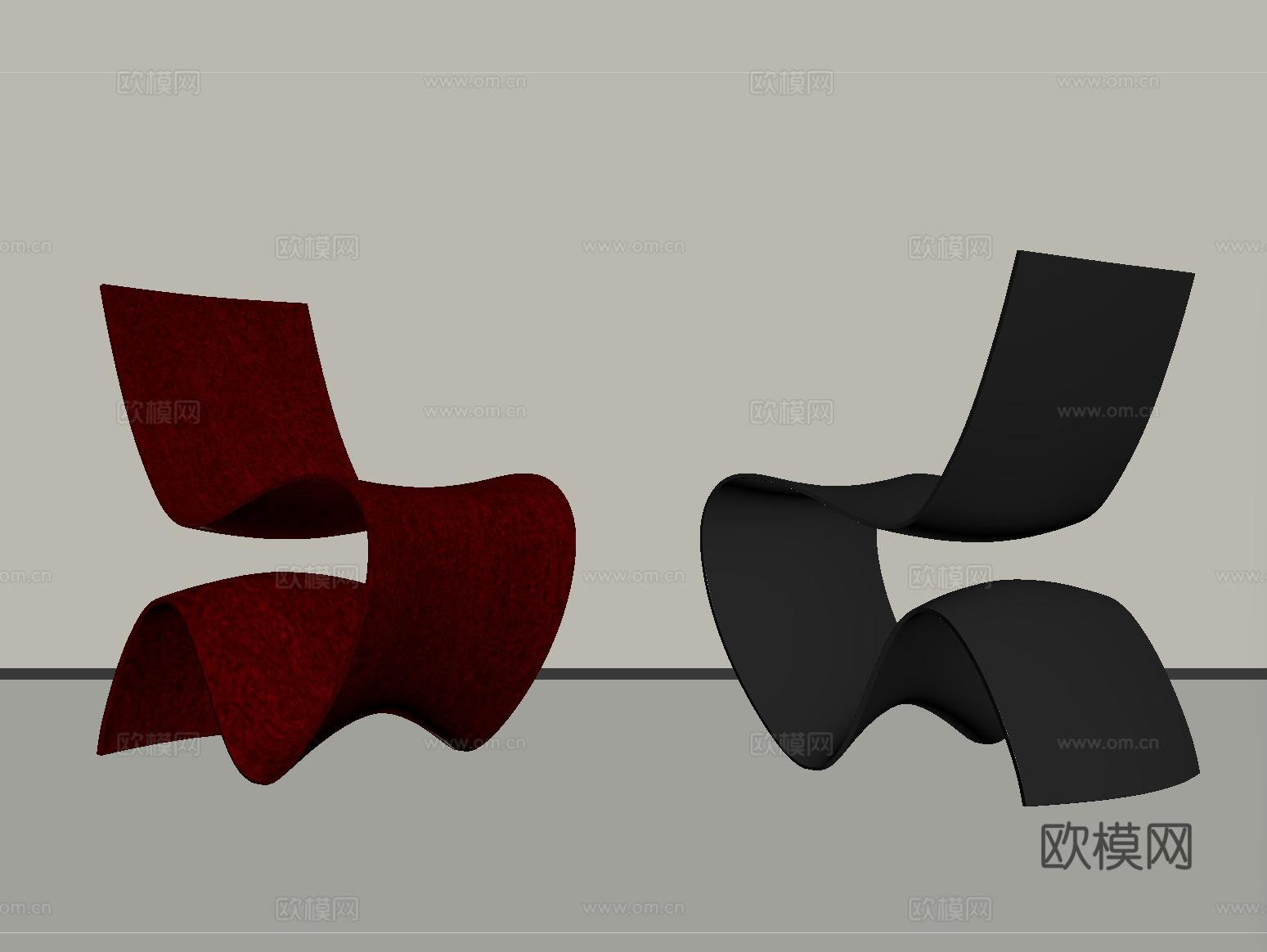 现代休闲椅 单椅 亚克力su模型