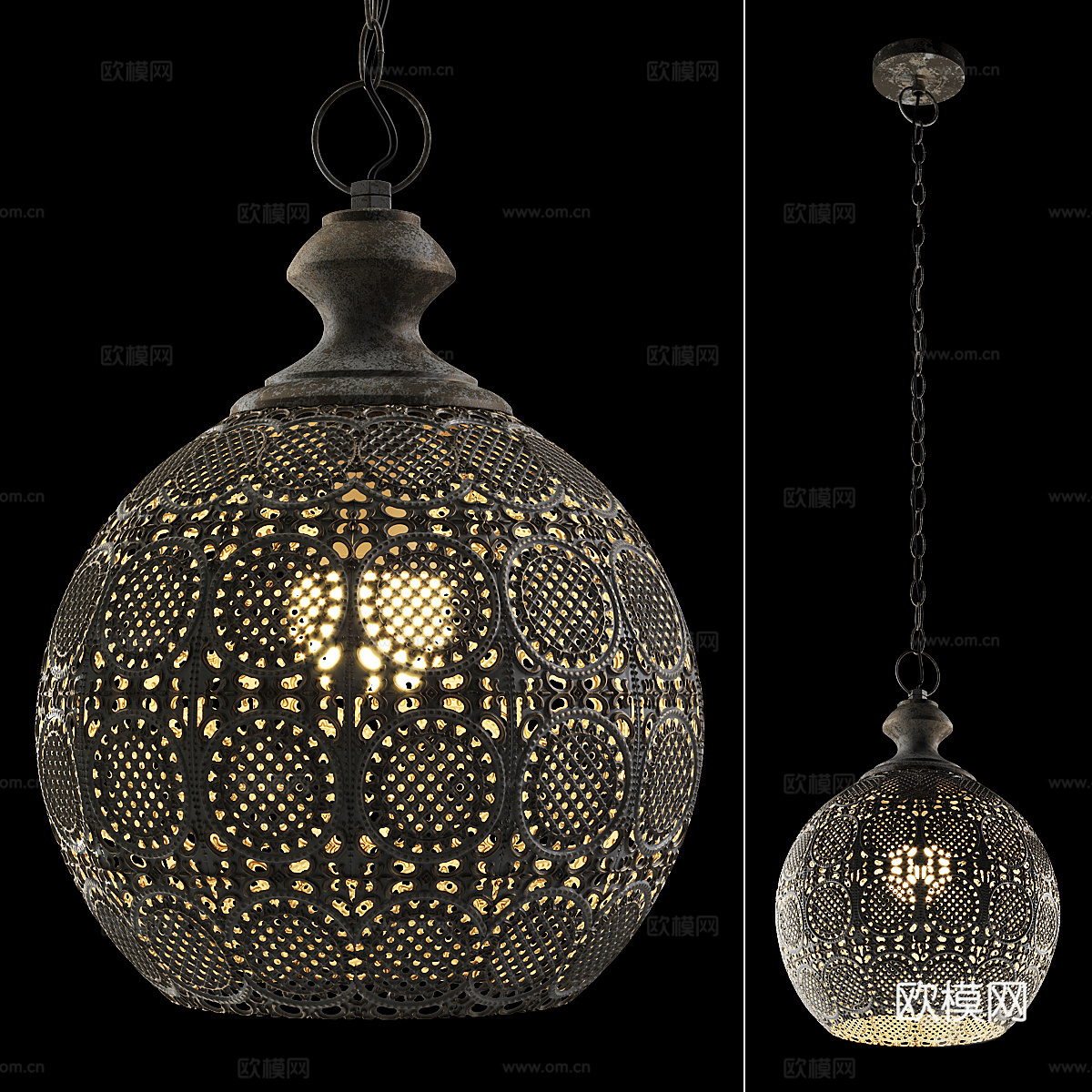 老化金属花丝吊灯3d模型