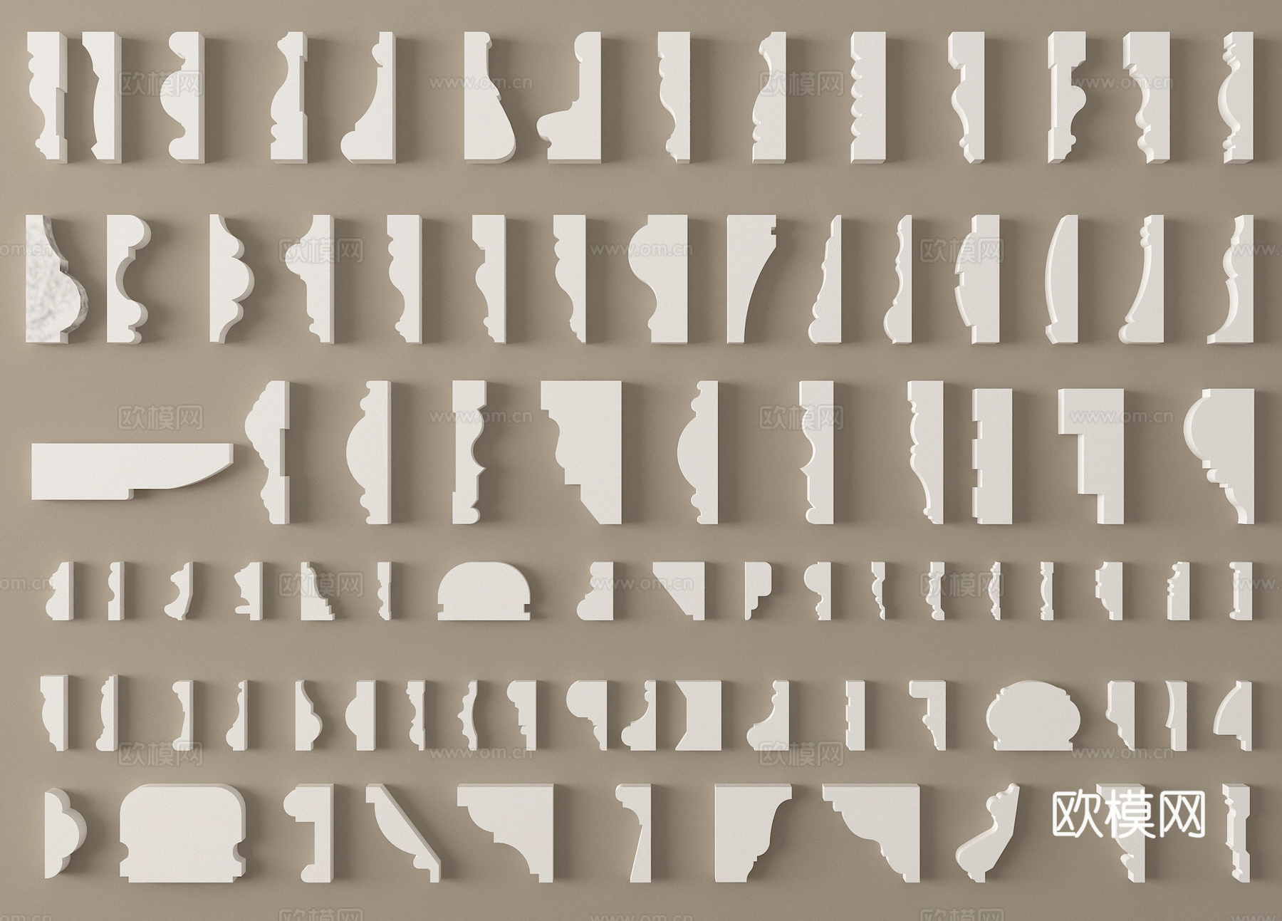 法式线条石膏线 天花角线檐口线 顶角阴角线踢脚线3d模型下载