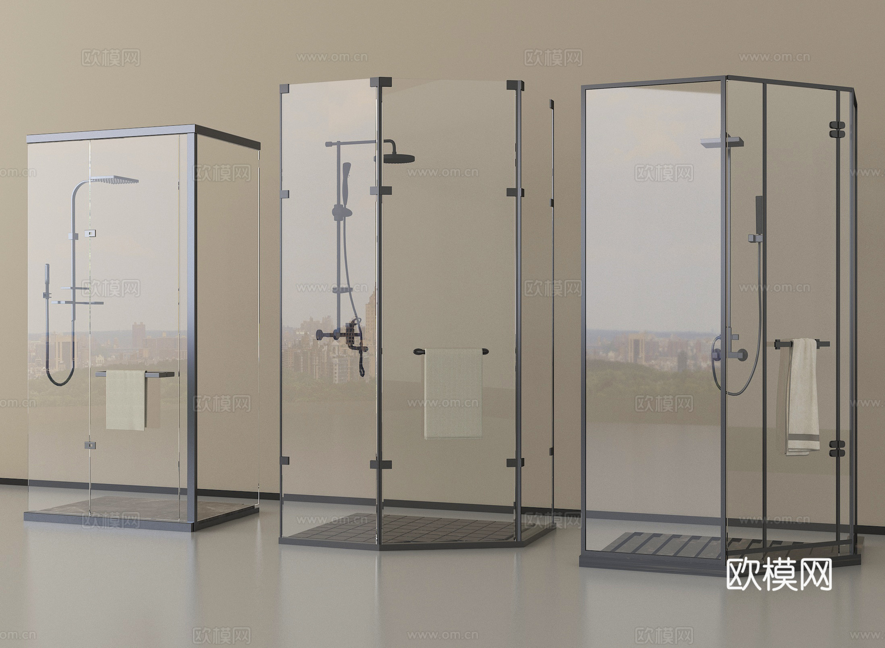 现代淋浴间 淋浴房 钻石淋浴房3d模型下载