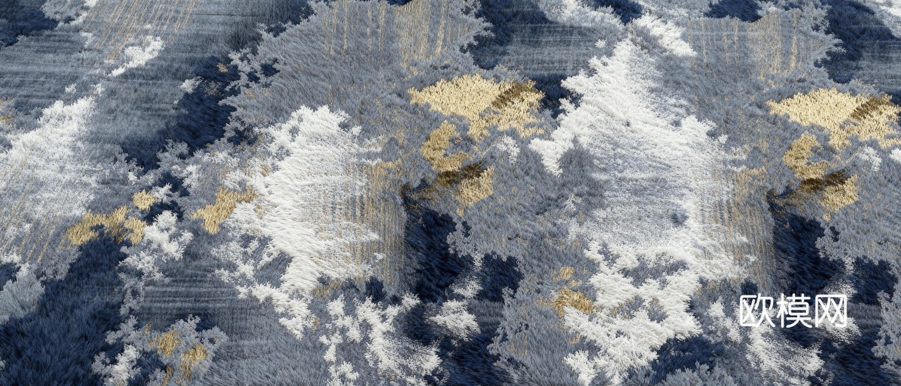 现代轻奢抽象纹理地毯 蓝白抽象花纹地毯  泼墨抽象花纹地毯