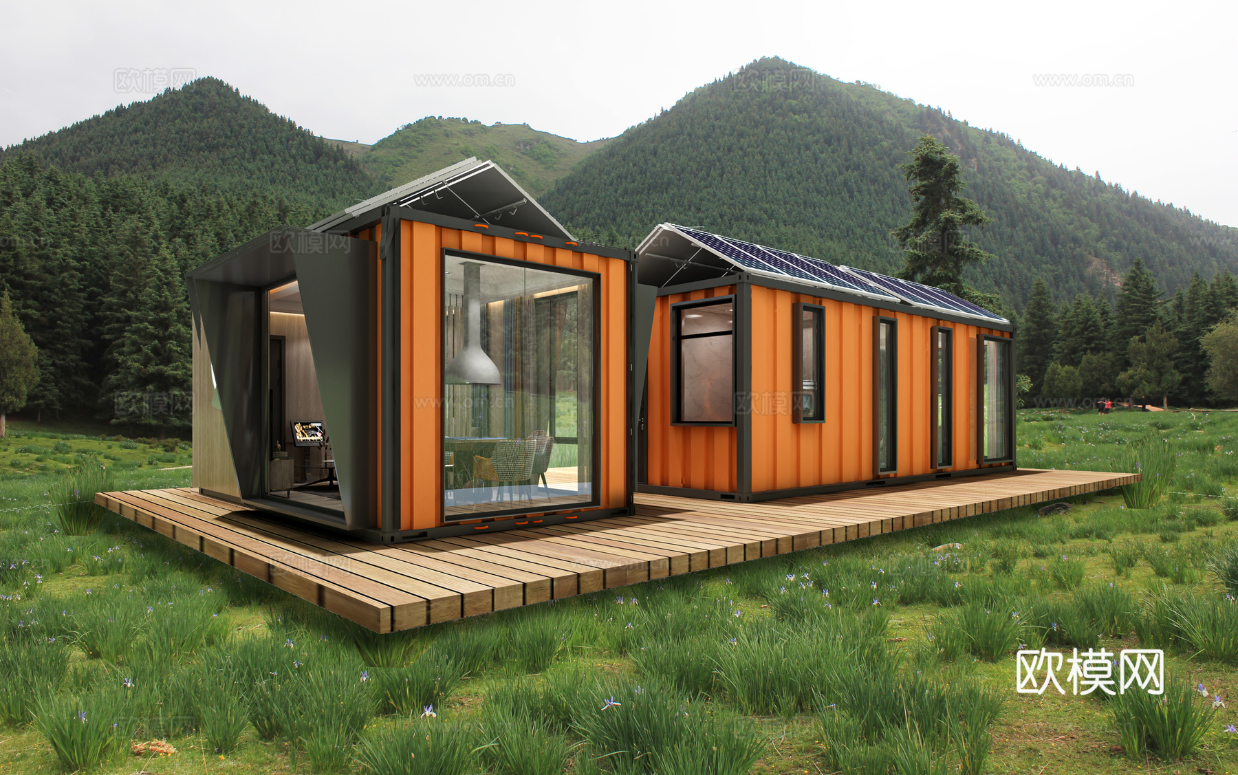 现代户外度假舱3d模型下载（渲染图2）