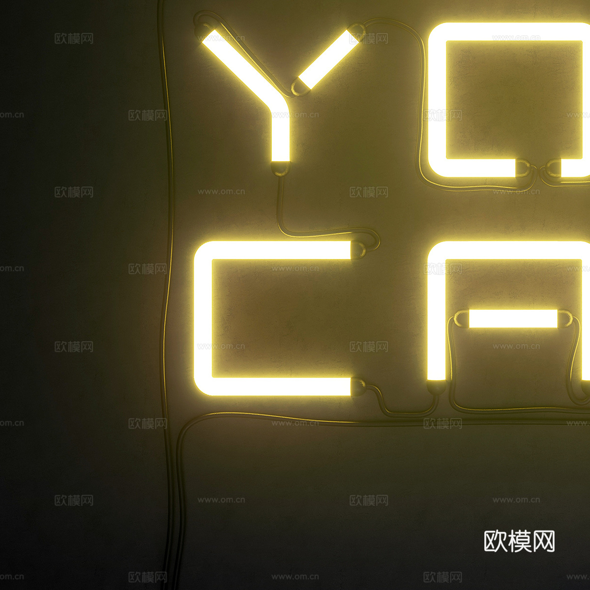 霓虹灯3d模型下载（渲染图3）