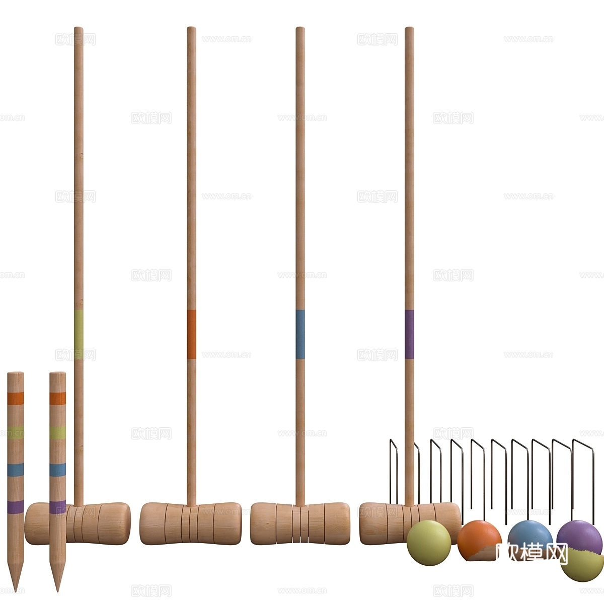 槌球套装3d模型下载