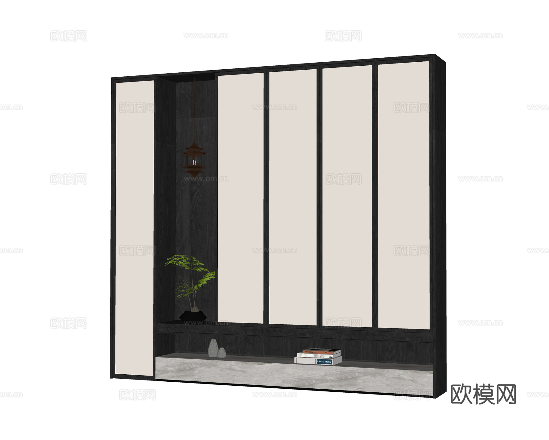 现代鞋柜 衣柜 书柜su模型