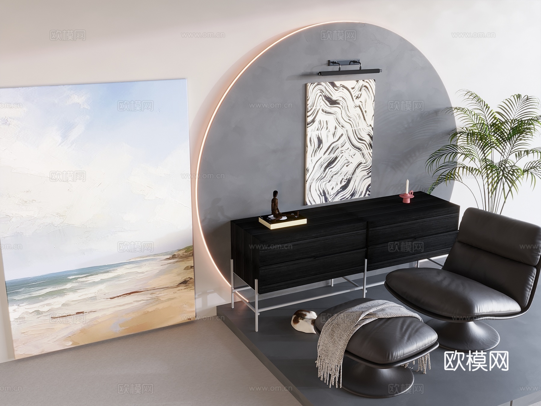 现代极简画 侘寂风油画 书房挂画 办公室挂画 办公室墙饰 新su模型