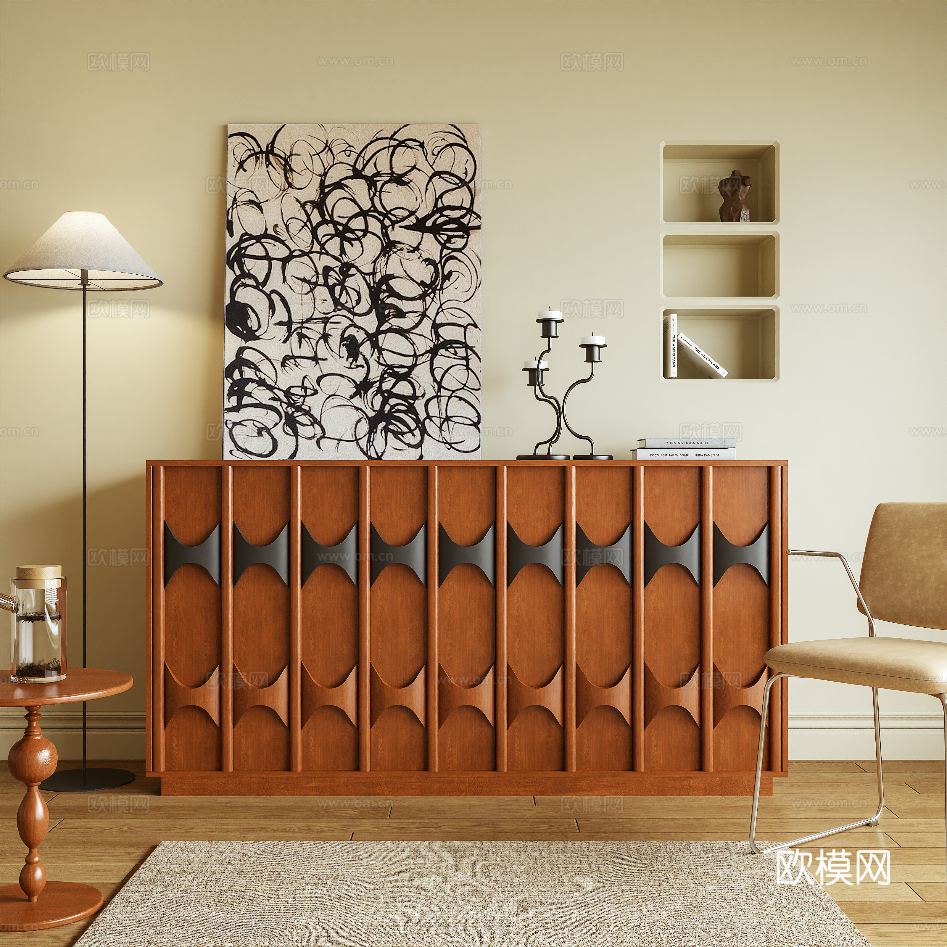 斗柜 储物柜 边柜 玄关柜 摆件 落地灯3d模型下载