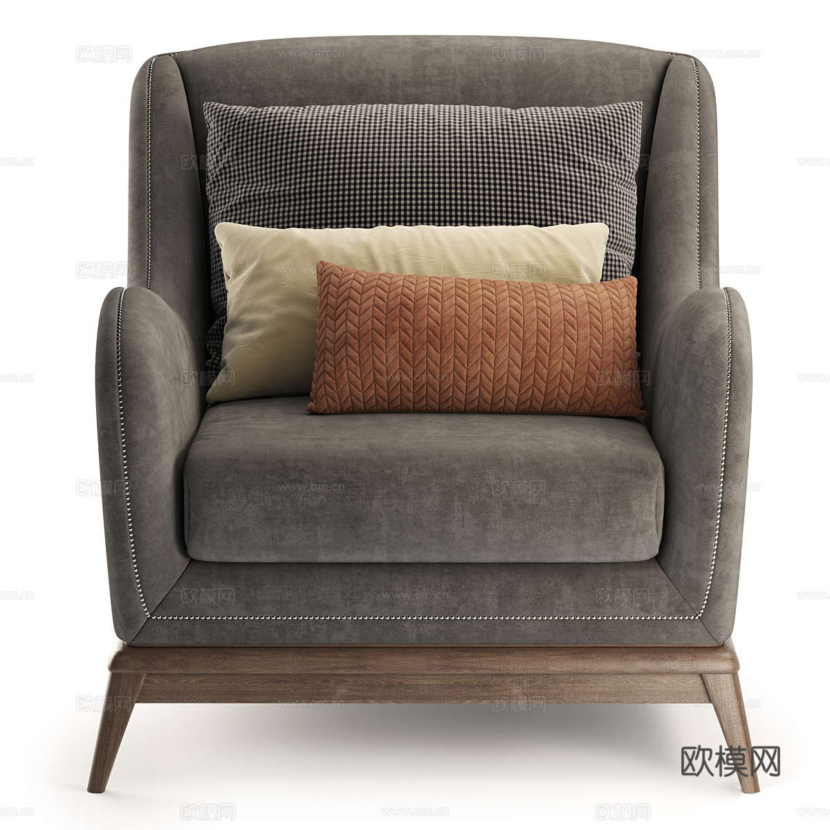 美式简约 Volpi 布艺沙发椅3d模型下载（渲染图2）