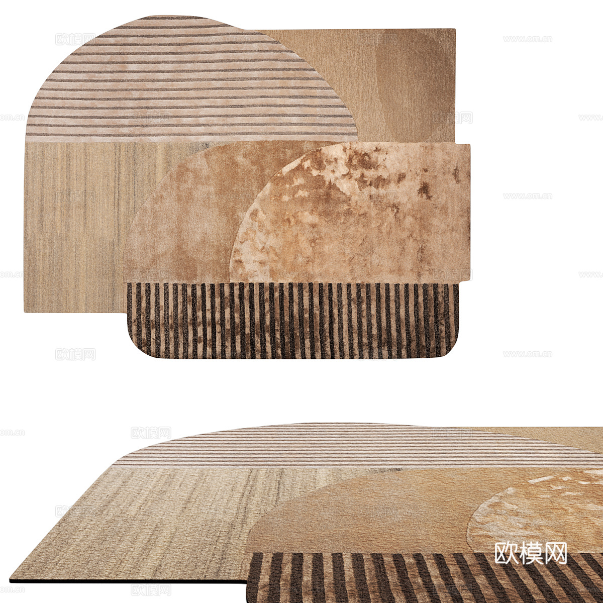 现代简约地毯 地毯 简约地毯 多边形地毯 客厅地毯   黄色3d模型下载