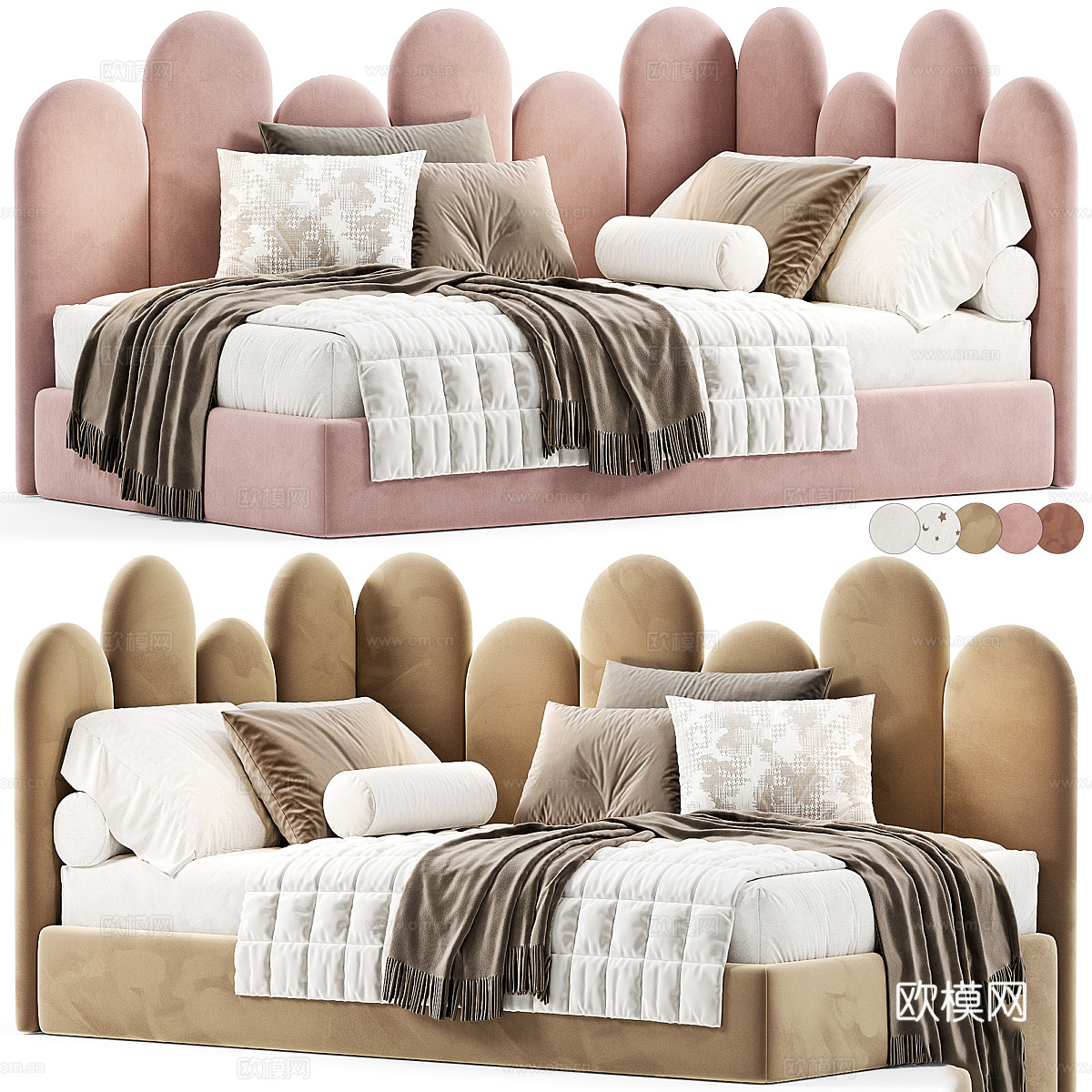 现代奶油风 Mamka 儿童布艺沙发床3d模型下载（渲染图5）