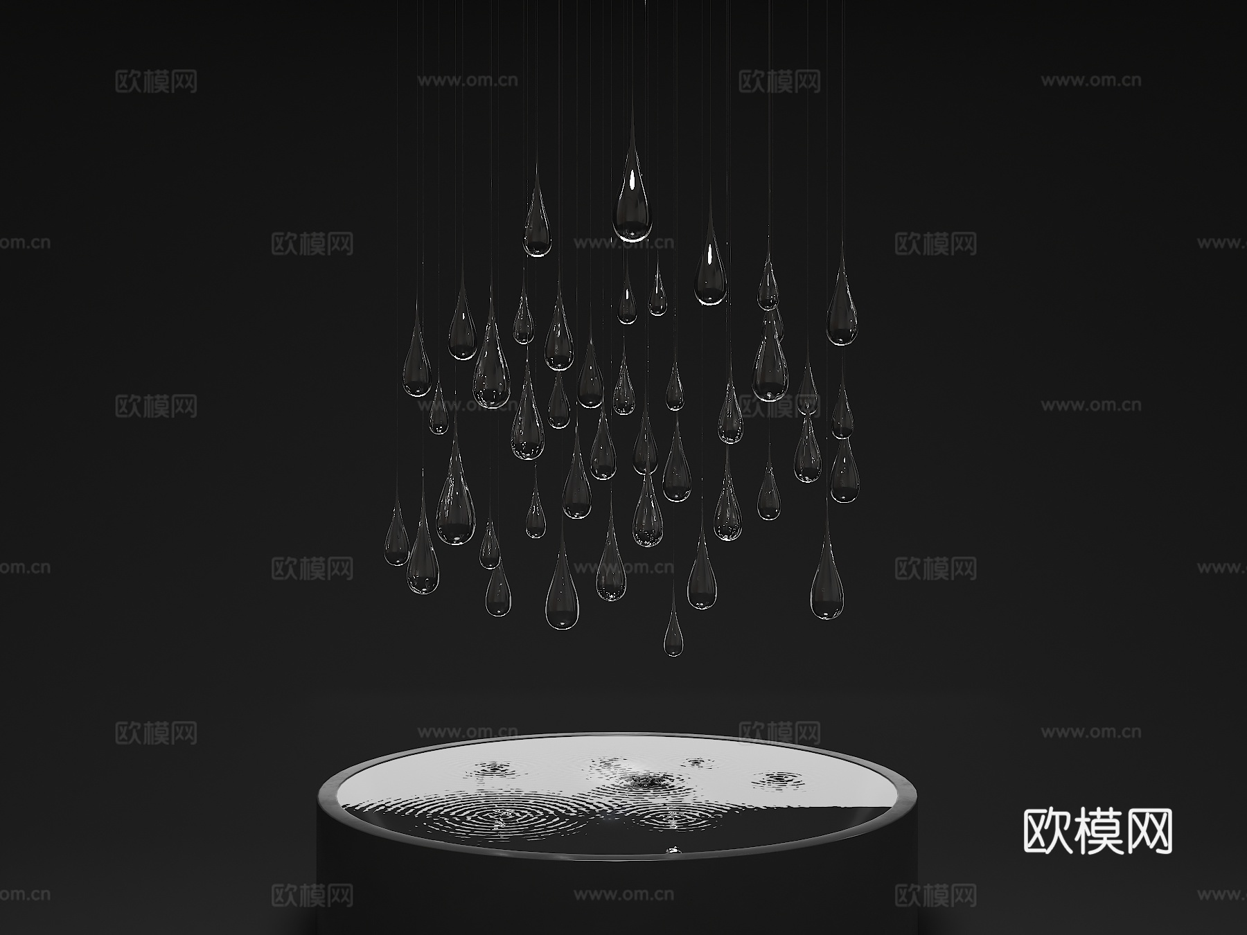 水滴雕塑 雕塑装置 水花 不锈钢水滴 室内雕塑装饰 水滴摆件su模型