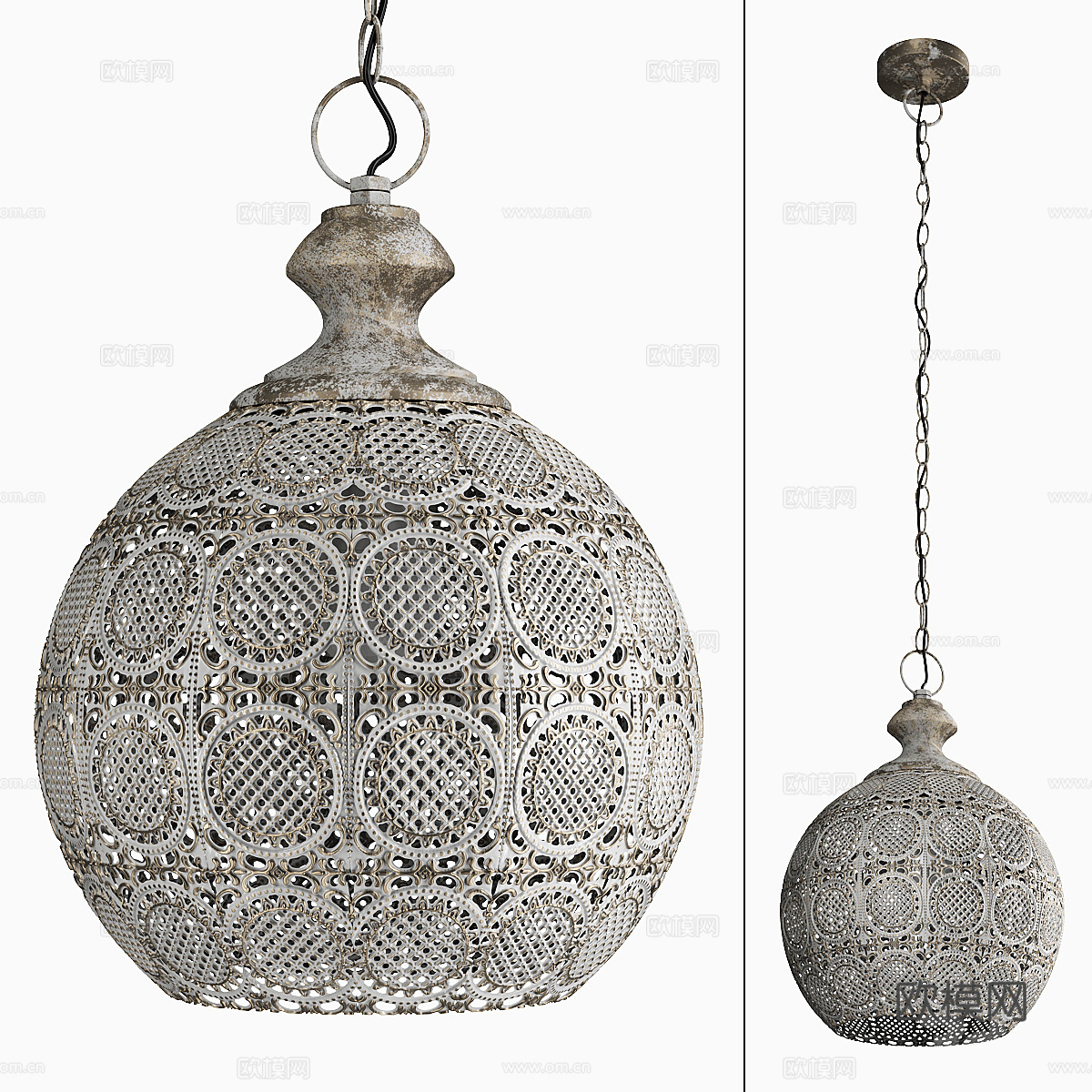 老化金属花丝吊灯3d模型