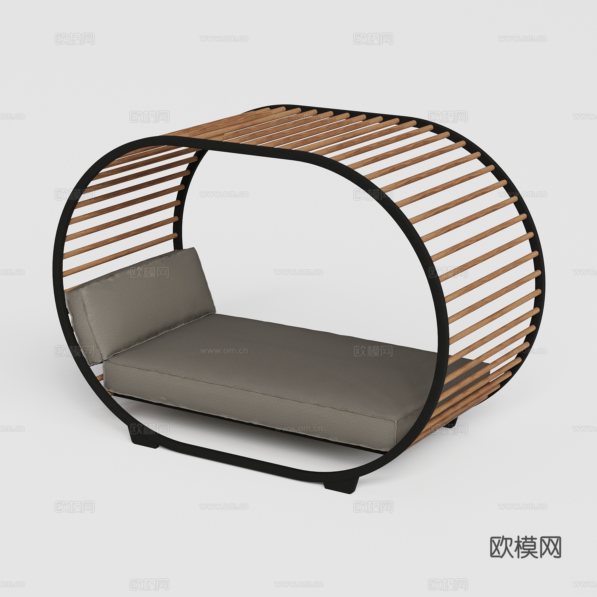 gloster 户外椅 双人金属 柚木躺椅su模型