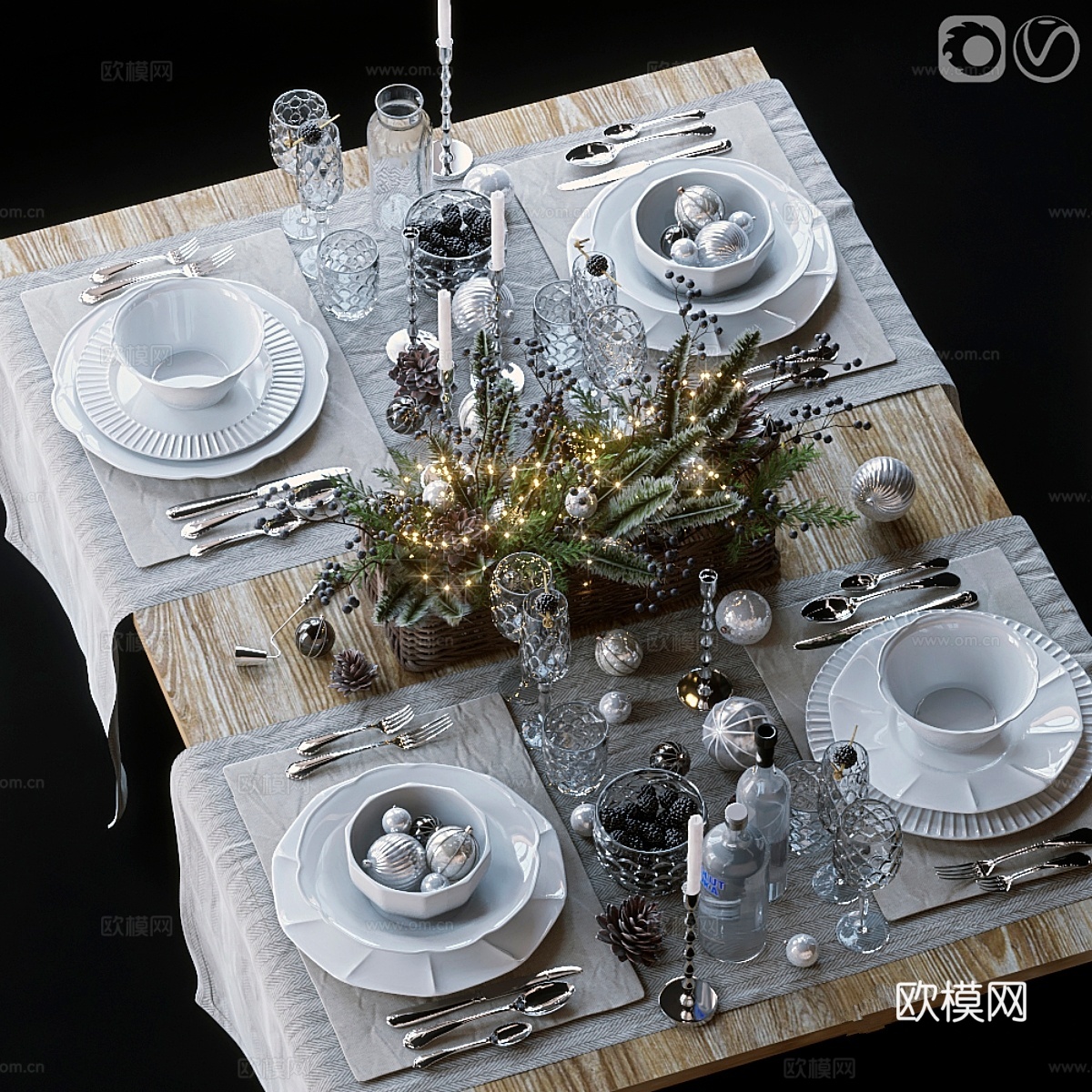 餐桌布置663d模型下载