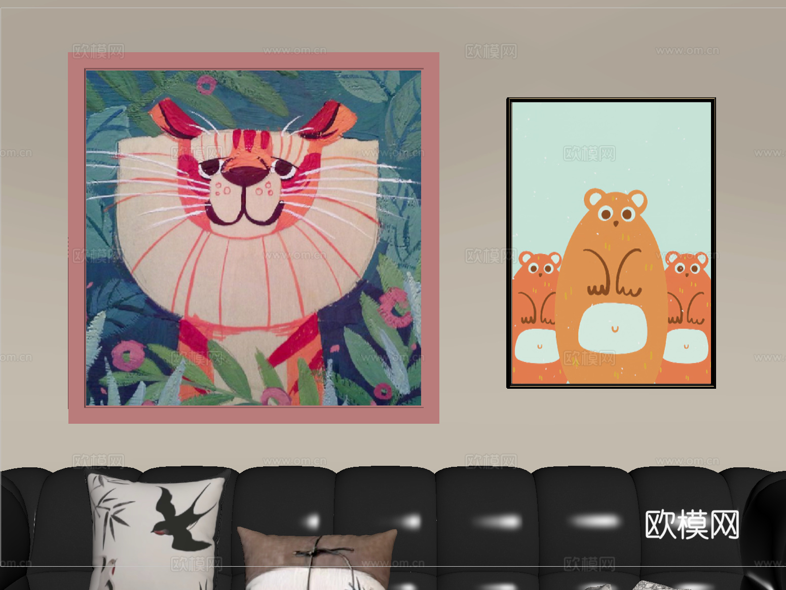 现代挂画 装饰画 卡通儿童挂画su模型su模型