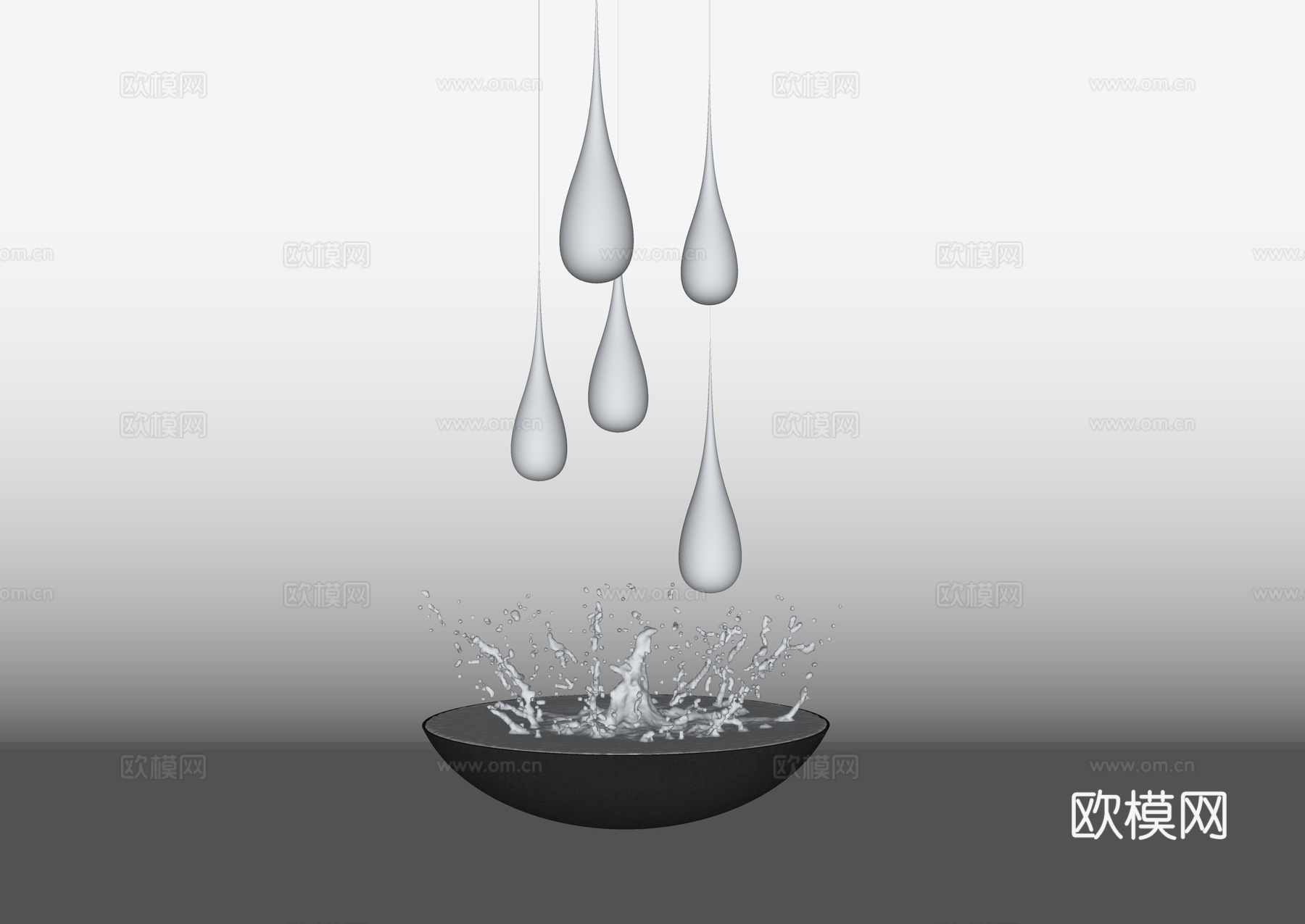 水滴雕塑 雕塑装置 水花 不锈钢水滴 室内雕塑装饰 水滴摆件su模型